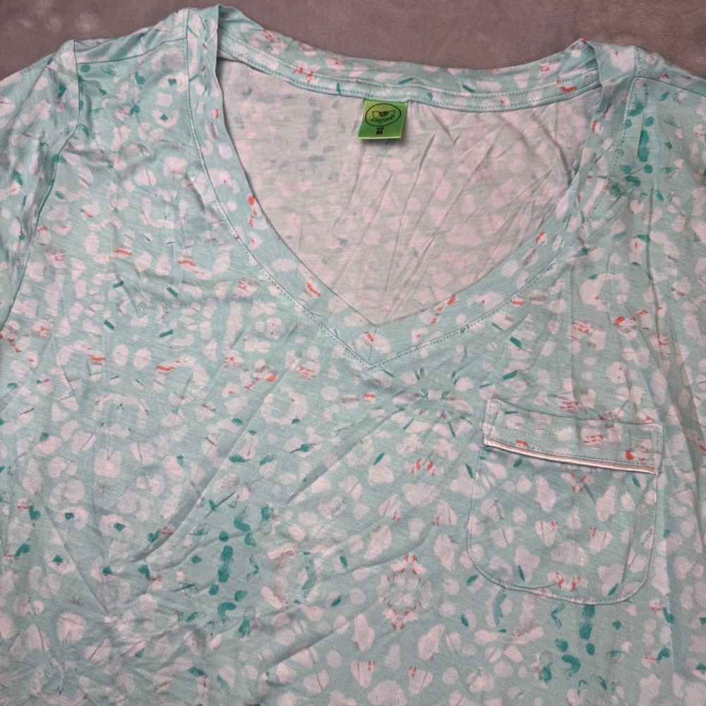 Honeydew Intimates Mint Green Abstract Sleep Shirt Womens M V-Neck NWOT